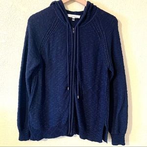 Ellen Tracy Full Zip Hooded Knit Sweater Jacket